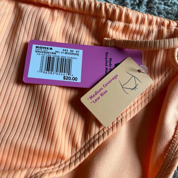 NWT! Juniors' Ninety-Nine° Tunnel Side-Tie Orange Bikini Bottoms Size XXL - Picture 5 of 6